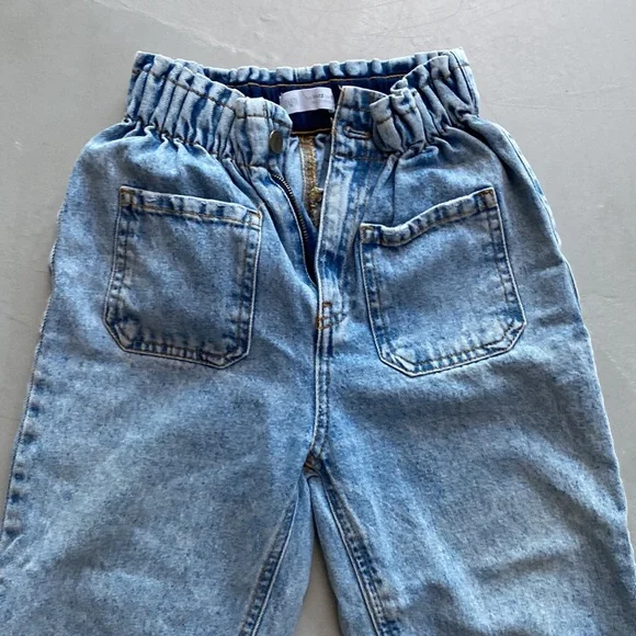 Zara Girls Paper Bag waist Elastic Jeans size 11-12 - Picture 2 of 6